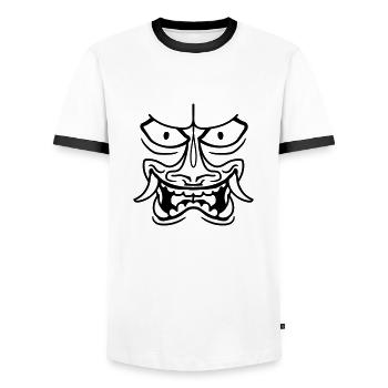 face head evil - Men's Ringer Shirt - white/black - Front - AI Model Female 172 light (172cm) & AI Model Male 178 dark (178cm)