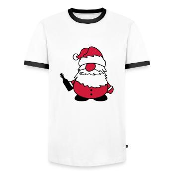 weihnachtsmann mit bier - Männer Kontrast-T-Shirt - Weiß/Schwarz - Vorne - AI Model Female 172 light (172cm) & AI Model Male 178 dark (178cm)