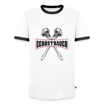 Gerüstbauer Shirt / Ratsche Shirt bedruckt - Männer Kontrast-T-Shirt - Weiß/Schwarz - Vorne - AI Model Female 172 light (172cm) & AI Model Male 178 dark (178cm)