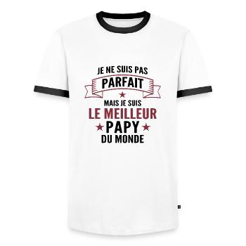 pas parfait mais le meilleur papy du monde - T-shirt contrasté Homme - blanc/noir - Devant - AI Model Female 172 light (172cm) & AI Model Male 178 dark (178cm)