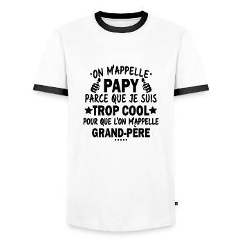 Papy car je suis trop cool / humour grand-père - T-shirt contrasté Homme - blanc/noir - Devant - AI Model Female 172 light (172cm) & AI Model Male 178 dark (178cm)