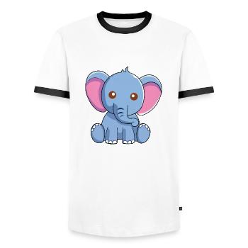 Little baby elephant animal love - Men's Ringer Shirt - white/black - Front - AI Model Female 172 light (172cm) & AI Model Male 178 dark (178cm)