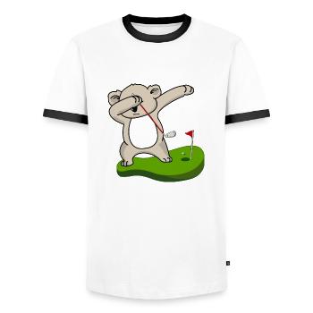 dab dabbing koala golf kids golf silly asia - Men's Ringer Shirt - white/black - Front - AI Model Female 172 light (172cm) & AI Model Male 178 dark (178cm)