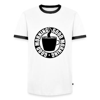 Circle Good Morning - Men's Ringer Shirt - white/black - Front - AI Model Female 172 light (172cm) & AI Model Male 178 dark (178cm)