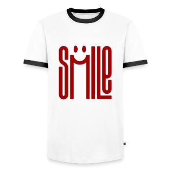 Lächeln - Männer Kontrast-T-Shirt - Weiß/Schwarz - Vorne - AI Model Female 172 light (172cm) & AI Model Male 178 dark (178cm)
