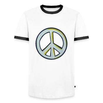 Friede - Männer Kontrast-T-Shirt - Weiß/Schwarz - Vorne - AI Model Female 172 light (172cm) & AI Model Male 178 dark (178cm)