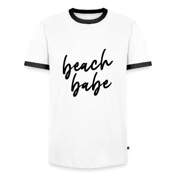 Beach Babe Summer Beach Salty - Men's Ringer Shirt - white/black - Front - AI Model Female 172 light (172cm) & AI Model Male 178 dark (178cm)