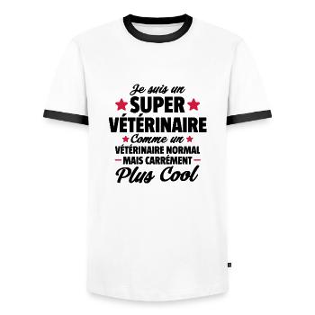 je suis un super vétérinaire / cadeau veterinaire - T-shirt contrasté Homme - blanc/noir - Devant - AI Model Female 172 light (172cm) & AI Model Male 178 dark (178cm)