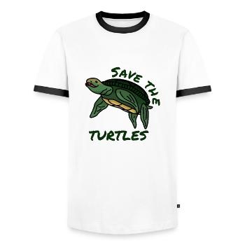 Rettet die Schildkröten Hilf Spruch Umwelt Plastik - Männer Kontrast-T-Shirt - Weiß/Schwarz - Vorne - AI Model Female 172 light (172cm) & AI Model Male 178 dark (178cm)