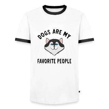 Dogs Are My Favorite People mon chien préférré - T-shirt contrasté Homme - blanc/noir - Devant - AI Model Female 172 light (172cm) & AI Model Male 178 dark (178cm)