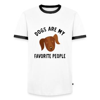 Dogs Are My Favorite People mon chien préférré - T-shirt contrasté Homme - blanc/noir - Devant - AI Model Female 172 light (172cm) & AI Model Male 178 dark (178cm)