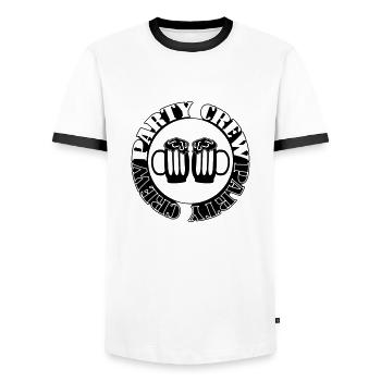 Équipage de fête - T-shirt contrasté Homme - blanc/noir - Devant - AI Model Female 172 light (172cm) & AI Model Male 178 dark (178cm)