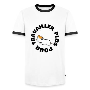 TRAVAILLER PLUS POUR - T-shirt contrasté Homme - blanc/noir - Devant - AI Model Female 172 light (172cm) & AI Model Male 178 dark (178cm)