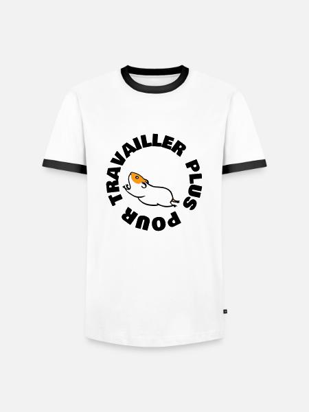 TRAVAILLER PLUS POUR - T-shirt contrasté Homme - blanc/noir