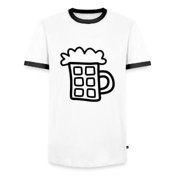Bière 1 - T-shirt contrasté Homme - blanc/noir - Devant - AI Model Female 172 light (172cm) & AI Model Male 178 dark (178cm)