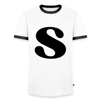 Lettre s - T-shirt contrasté Homme - blanc/noir - Devant - AI Model Female 172 light (172cm) & AI Model Male 178 dark (178cm)