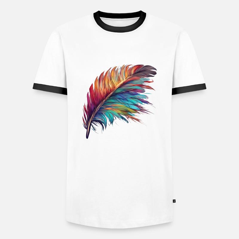 Feather clorful - Männer Kontrast-T-Shirt - Weiß/Schwarz
