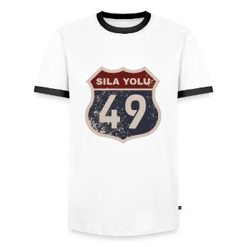 Muş - Men's Ringer Shirt - white/black - Front - AI Model Female 172 light (172cm) & AI Model Male 178 dark (178cm)