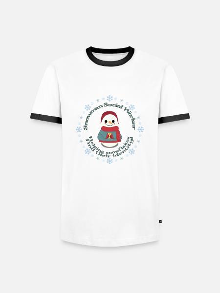 Snowman Social Worker - Männer Kontrast-T-Shirt - Weiß/Schwarz