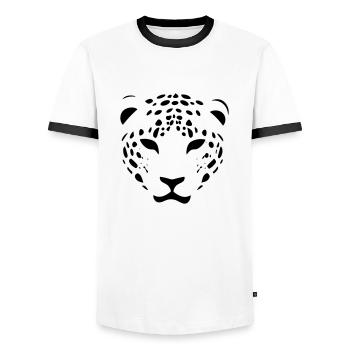 Leopard - Men's Ringer Shirt - white/black - Front - AI Model Female 172 light (172cm) & AI Model Male 178 dark (178cm)