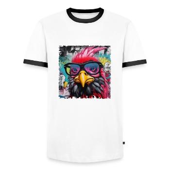 Hahn & Henne Bauern & Landwirt Design - Männer Kontrast-T-Shirt - Weiß/Schwarz - Vorne - AI Model Female 172 light (172cm) & AI Model Male 178 dark (178cm)