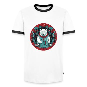 Ours polaire avec des éléments de Noël, ours d’amour - T-shirt contrasté Homme - blanc/noir - Devant - AI Model Female 172 light (172cm) & AI Model Male 178 dark (178cm)