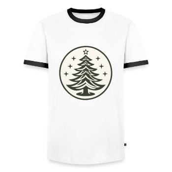 Christmas Tree with Stars - Christmas Desig - Men's Ringer Shirt - white/black - Front - AI Model Female 172 light (172cm) & AI Model Male 178 dark (178cm)