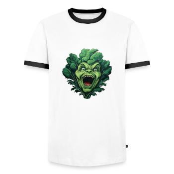 Monstre d’épinards - T-shirt contrasté Homme - blanc/noir - Devant - AI Model Female 172 light (172cm) & AI Model Male 178 dark (178cm)