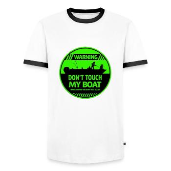 Boat Warning - Men's Ringer Shirt - white/black - Front - AI Model Female 172 light (172cm) & AI Model Male 178 dark (178cm)