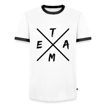 Conception d’équipe - T-shirt contrasté Homme - blanc/noir - Devant - AI Model Female 172 light (172cm) & AI Model Male 178 dark (178cm)