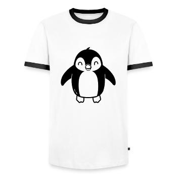 Penguin - Men's Ringer Shirt - white/black - Front - AI Model Female 172 light (172cm) & AI Model Male 178 dark (178cm)