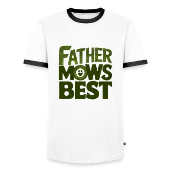 Father Mows Best - Männer Kontrast-T-Shirt - Weiß/Schwarz - Vorne - AI Model Female 172 light (172cm) & AI Model Male 178 dark (178cm)
