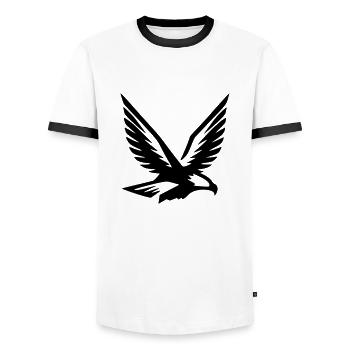 Aigle, faucon, symbole volant, armoiries, vecteur, vecteur - T-shirt contrasté Homme - blanc/noir - Devant - AI Model Female 172 light (172cm) & AI Model Male 178 dark (178cm)