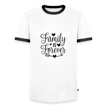 Famille - T-shirt contrasté Homme - blanc/noir - Devant - AI Model Female 172 light (172cm) & AI Model Male 178 dark (178cm)