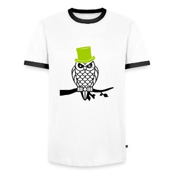 owl sir - Männer Kontrast-T-Shirt - Weiß/Schwarz - Vorne - AI Model Female 172 light (172cm) & AI Model Male 178 dark (178cm)