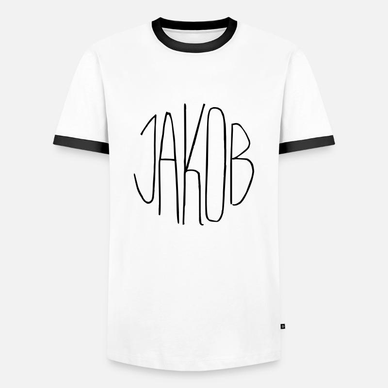 Jakob - Männer Kontrast-T-Shirt - Weiß/Schwarz
