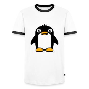 Pingouin a l’air mignon bébé enfant petit mignon doux - T-shirt contrasté Homme - blanc/noir - Devant - AI Model Female 172 light (172cm) & AI Model Male 178 dark (178cm)