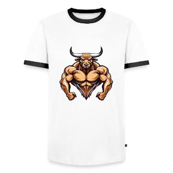 Bulle Stier Muskeln Beast Gym Martial Arts MMA - Männer Kontrast-T-Shirt - Weiß/Schwarz - Vorne - AI Model Female 172 light (172cm) & AI Model Male 178 dark (178cm)