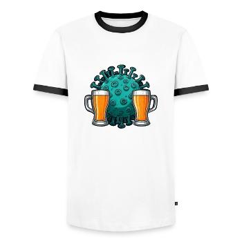 Ich habe eine Biergrippe - Männer Kontrast-T-Shirt - Weiß/Schwarz - Vorne - AI Model Female 172 light (172cm) & AI Model Male 178 dark (178cm)