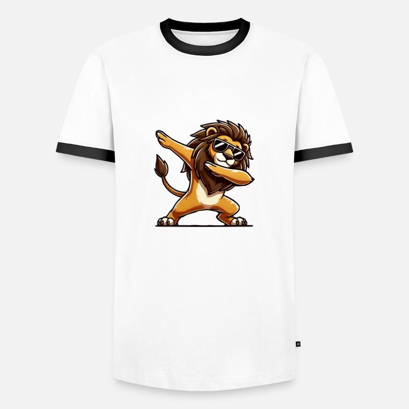 löwe comic dabbing - Männer Kontrast-T-Shirt - Weiß/Schwarz