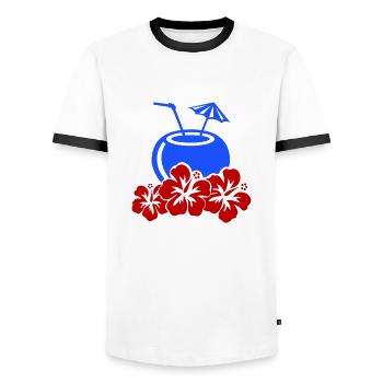 Cocktail Hibiscus - Men's Ringer Shirt - white/black - Front - AI Model Female 172 light (172cm) & AI Model Male 178 dark (178cm)