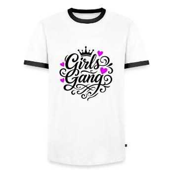 Gang de filles - T-shirt contrasté Homme - blanc/noir - Devant - AI Model Female 172 light (172cm) & AI Model Male 178 dark (178cm)