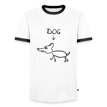 Funny Dog Drawing - T-shirt contrasté Homme - blanc/noir - Devant - AI Model Female 172 light (172cm) & AI Model Male 178 dark (178cm)