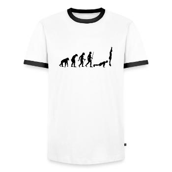 Evolution Burpee - Men's Ringer Shirt - white/black - Front - AI Model Female 172 light (172cm) & AI Model Male 178 dark (178cm)