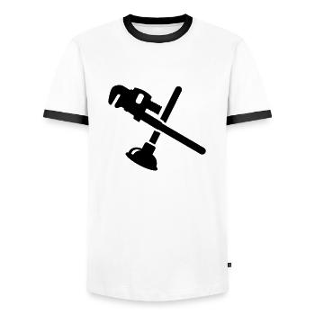 plombier - T-shirt contrasté Homme - blanc/noir - Devant - AI Model Female 172 light (172cm) & AI Model Male 178 dark (178cm)