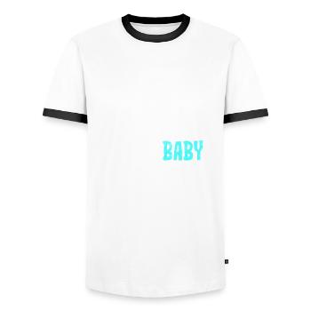 Super klein - super süß - super Baby - blau - Männer Kontrast-T-Shirt - Weiß/Schwarz - Vorne - AI Model Female 172 light (172cm) & AI Model Male 178 dark (178cm)
