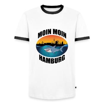 Moin Moin Hamburg Hai Skyline - Männer Kontrast-T-Shirt - Weiß/Schwarz - Vorne - AI Model Female 172 light (172cm) & AI Model Male 178 dark (178cm)