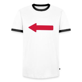 Flèche (à gauche) - T-shirt contrasté Homme - blanc/noir - Devant - AI Model Female 172 light (172cm) & AI Model Male 178 dark (178cm)