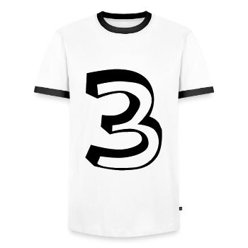 Number 3 - Men's Ringer Shirt - white/black - Front - AI Model Female 172 light (172cm) & AI Model Male 178 dark (178cm)