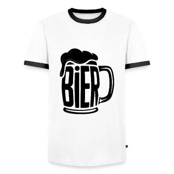 Bier - Cool Beer Logo - Men's Ringer Shirt - white/black - Front - AI Model Female 172 light (172cm) & AI Model Male 178 dark (178cm)